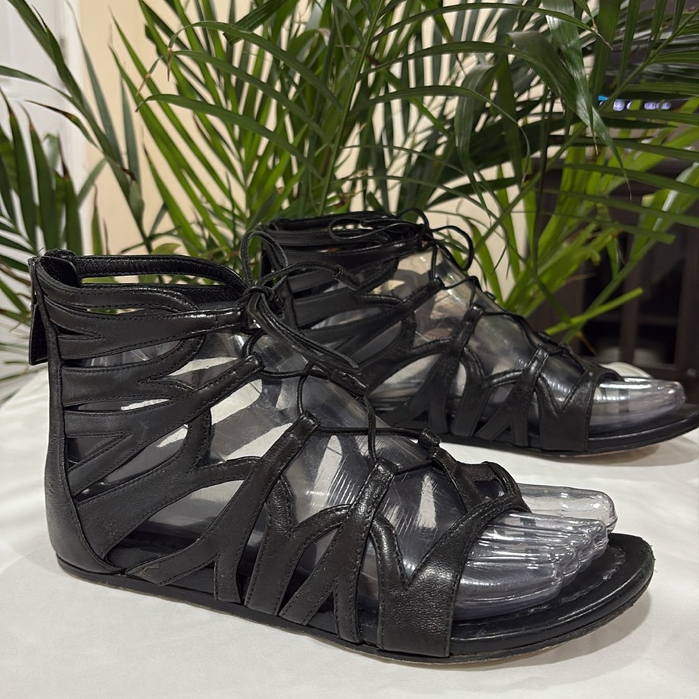 PRADA Milan Leather Lace-Up Gladiator Sandals